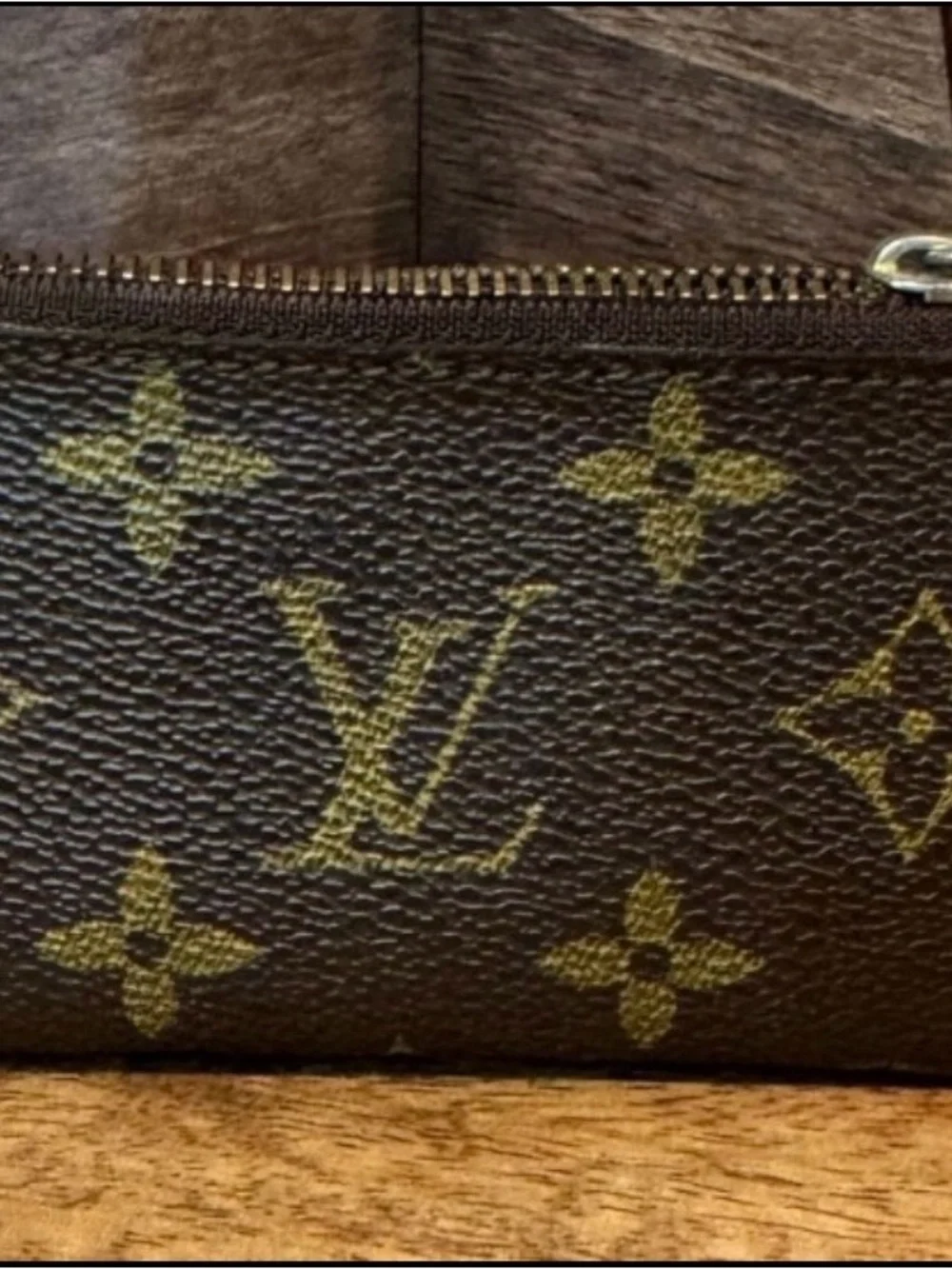 Louis Vuitton Monogram Canvas Pouch in Brown and Gold-Tone
